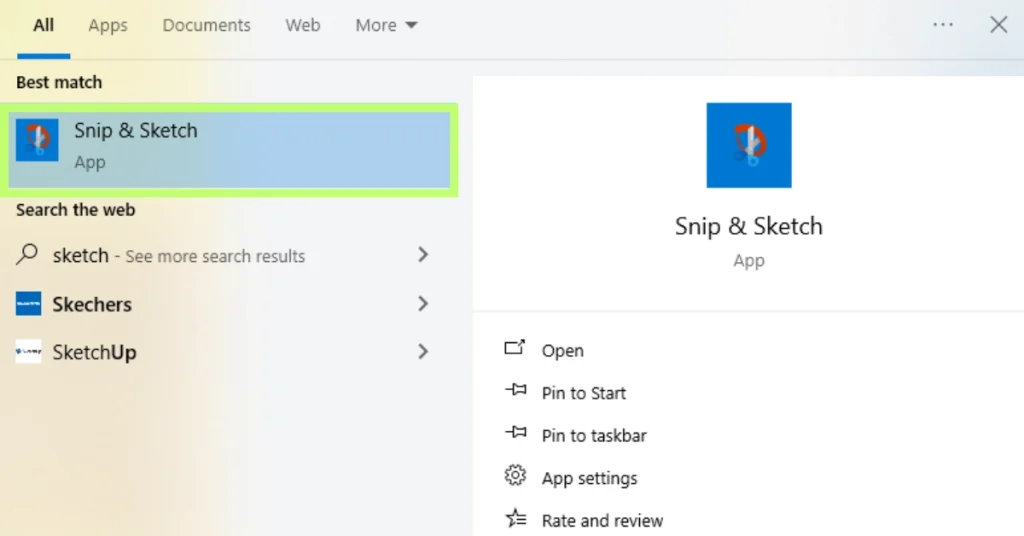 By using Snip & Sketch